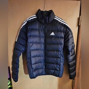 Adidas Men's Black and White Puffer Jacket
